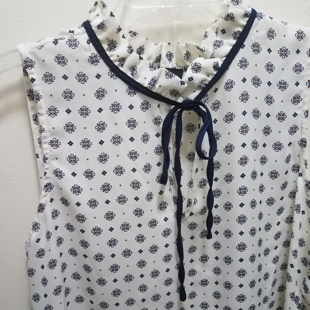 Alice Blue Tie Front Ruffle Neck Tank